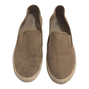 Esprit Espadrille Shoes‎ Faux Suede Perforated Slip On Platform Brown Casual 8.5